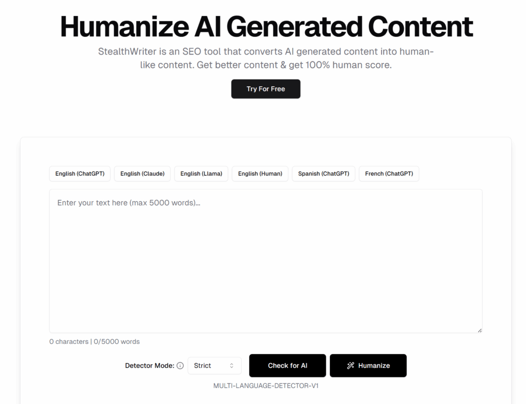 stealthwriter homepage