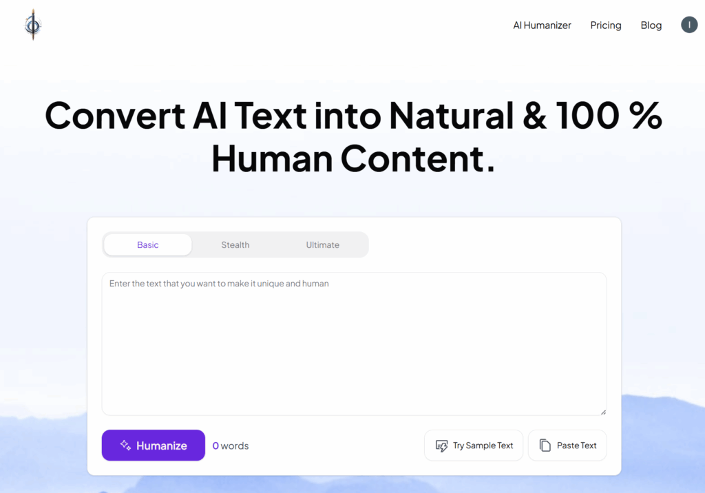 humanizetext.ai homepage