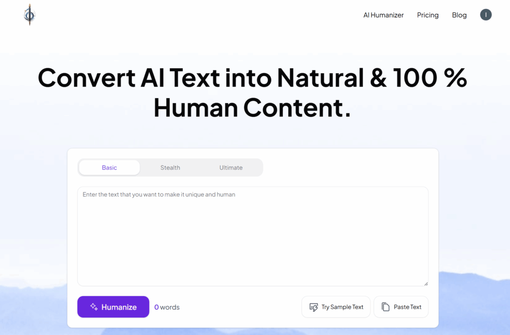 humanizetext.ai homepage