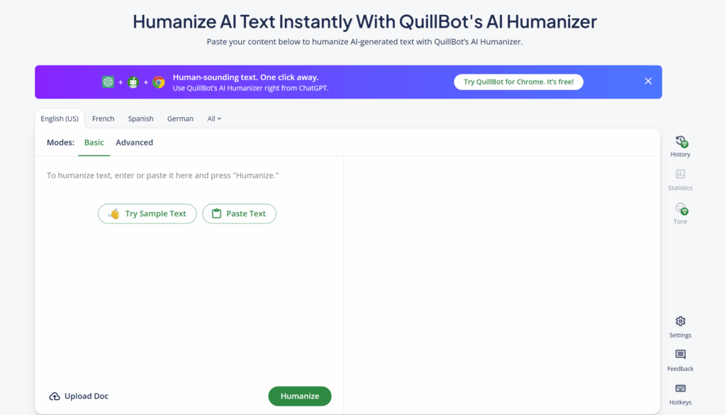 quillbot humanizer feature page