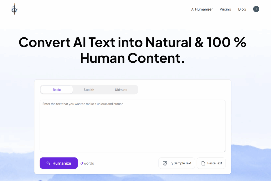 humanizetext.ai homepage