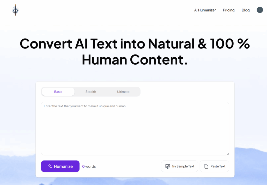 humanizetext.ai homepage