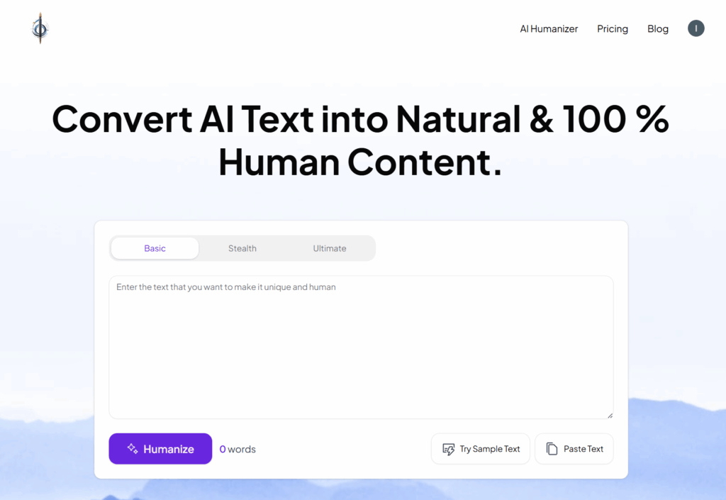 humanizetext.ai homepage