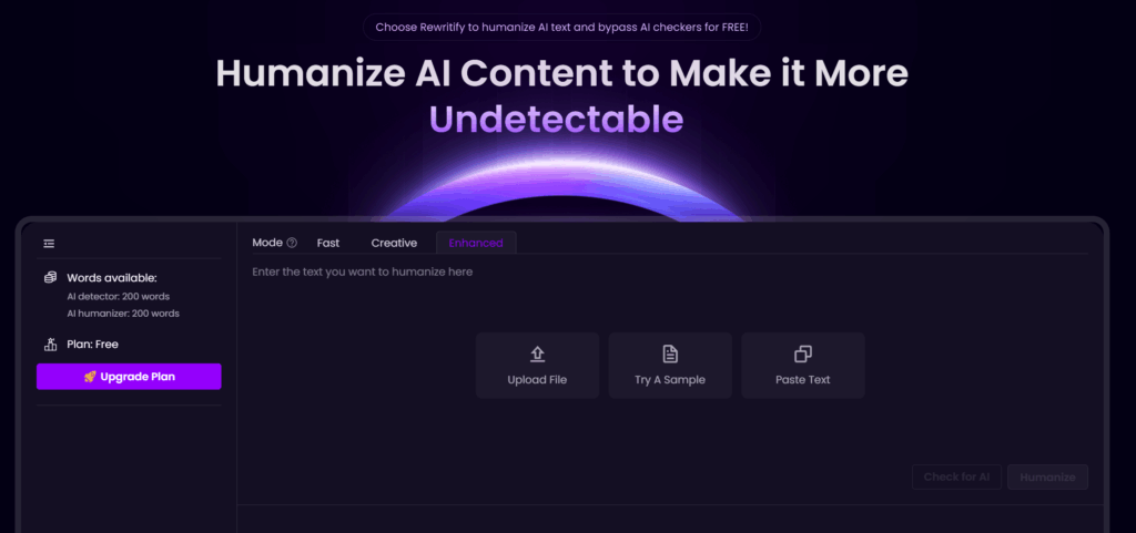 rewritify.ai homepage