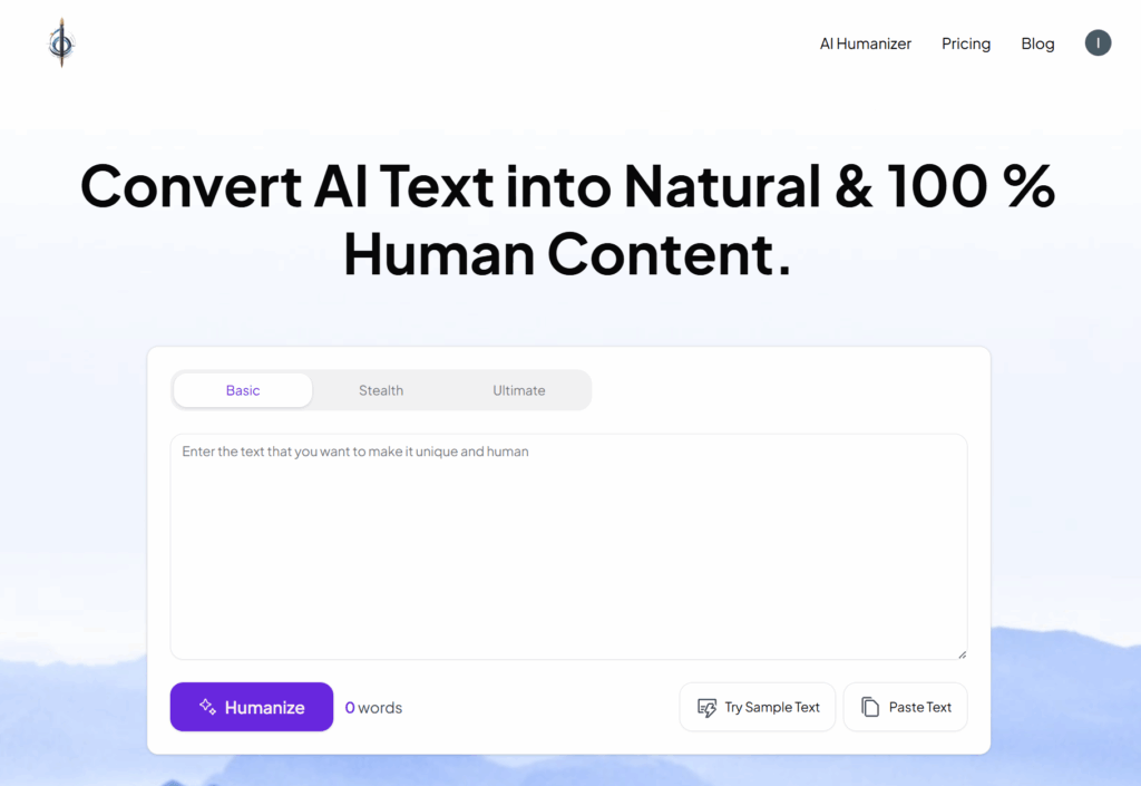 humanizetext.ai homepage