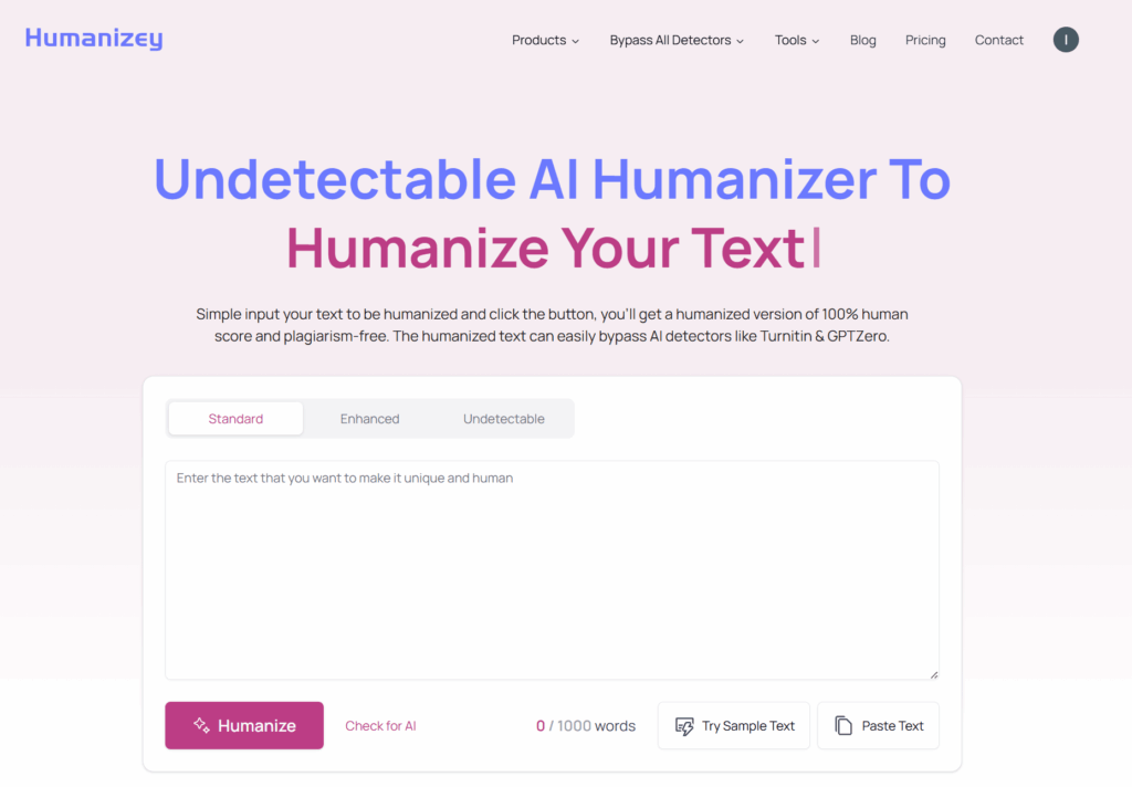 humanizey homepage